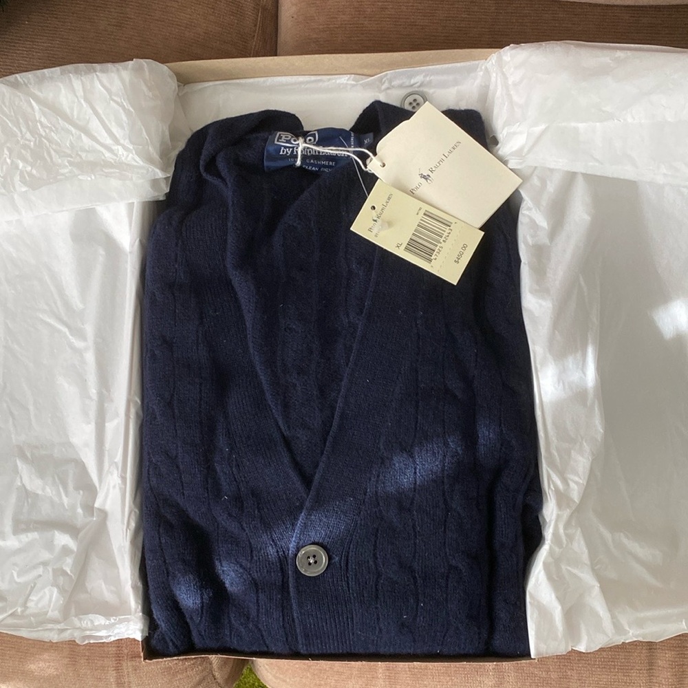 Polo by Ralph Lauren 100 Percent Cashmere Men’s V-Neck Cardigan